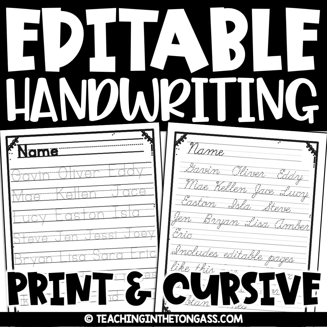 Editable Handwriting Practice Sheets