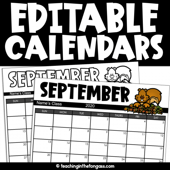 Editable Monthly Calendars