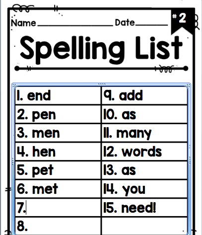 Editable Spelling activities