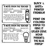 Printable Teacher Notes to Students