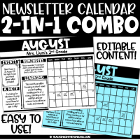 Monthly Calendar Newsletter Template Editable Duo