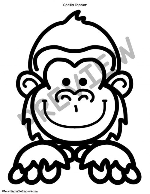 Monkey Gorilla Chimpanzee Craft Writing Activity