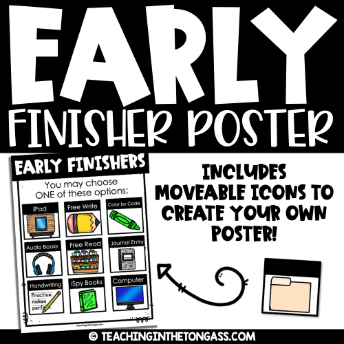 Editable Early Finishers Poster