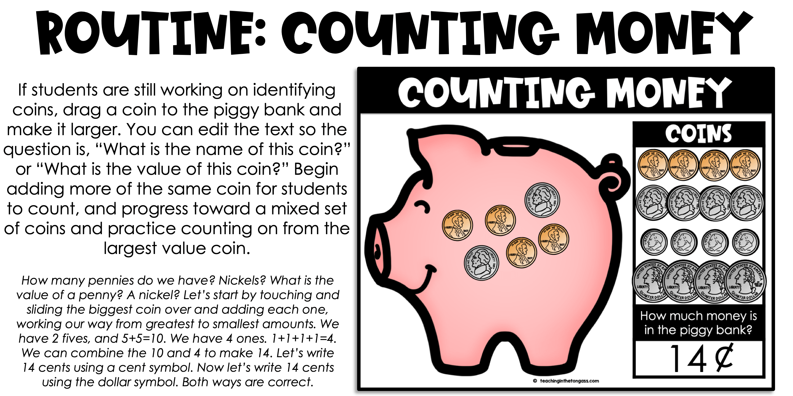 digital calendar math slides counting money coins