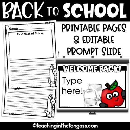 Back to School Writing Pages and Prompt Slide