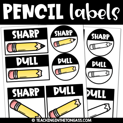 Sharp and Dull Pencil Cup Labels