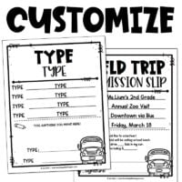 Field Trip Permission Slip Editable
