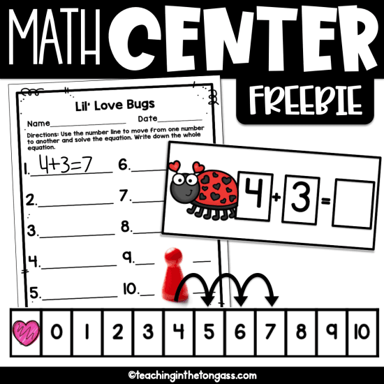 Valentine math center free printable